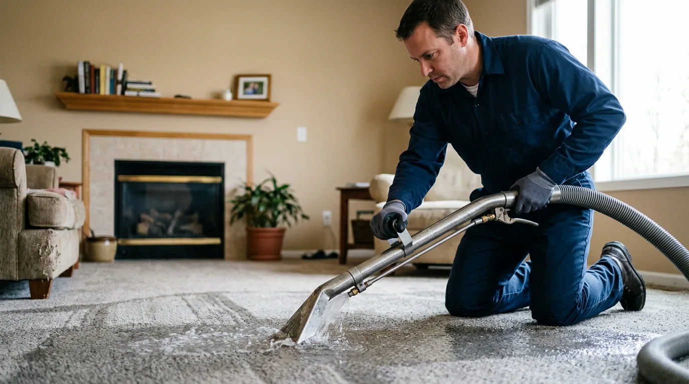 Water damage restoration technician working near University Heights, IA